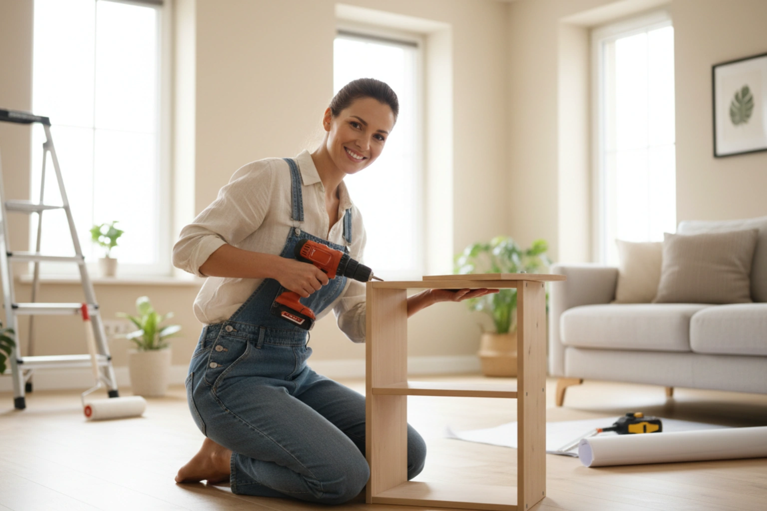 welcoming adult standing in a stylish home interior